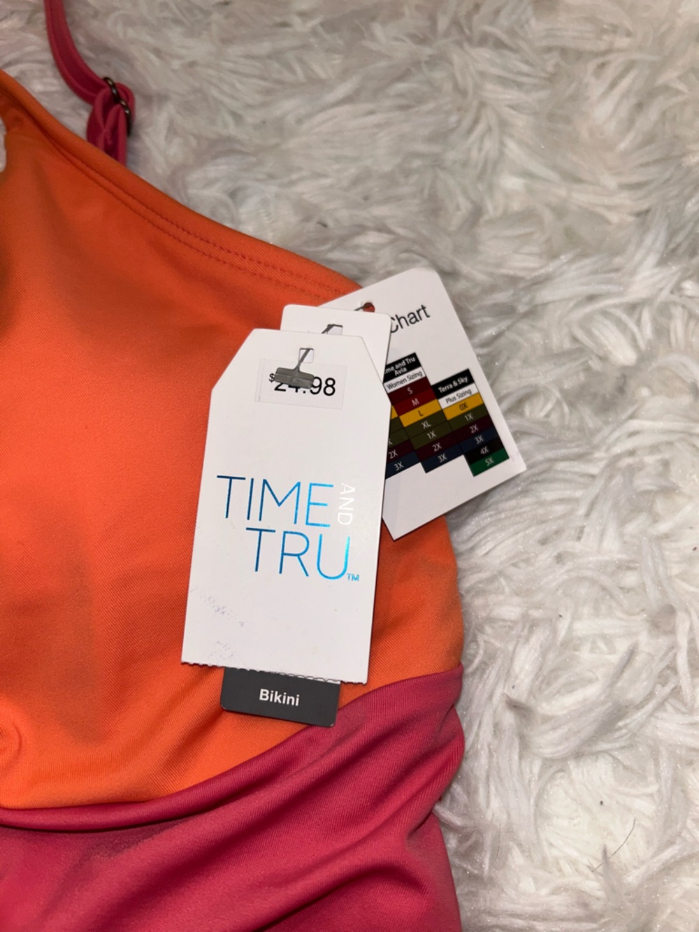 Time & Tru cut out one piece orange pink swimsuit size 12 14 large NWT - Picture 4 of 8